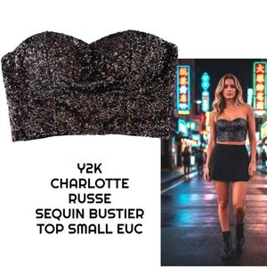 Y2K CHARLOTTE RUSSE‎ SEQUIN BUSTIER CORSET TOP SMALL EUC